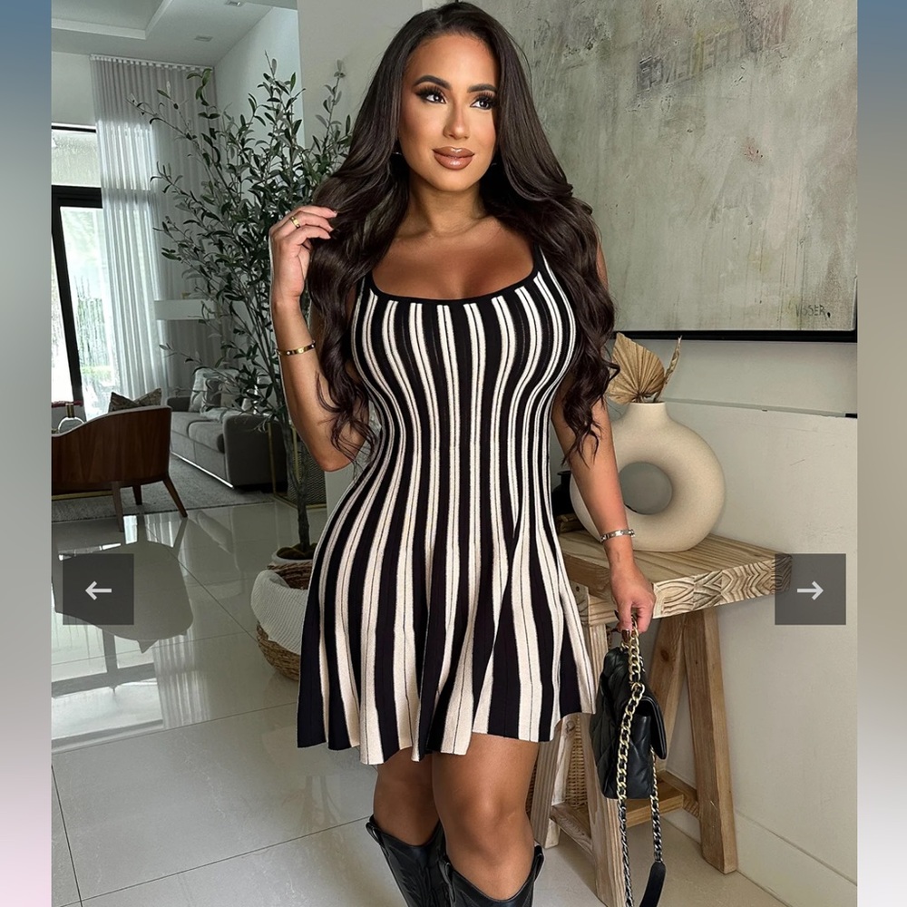 Black white striped dress